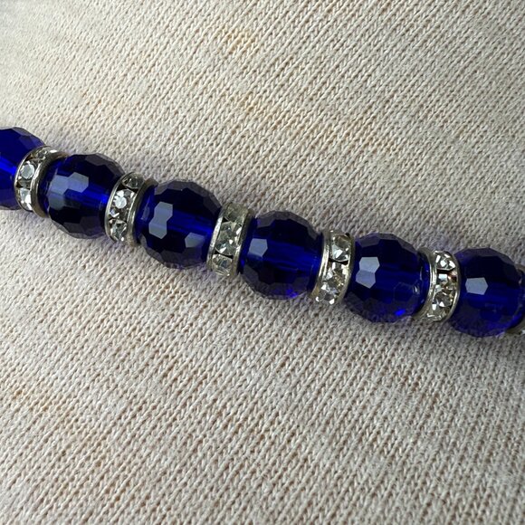 Alexander Kalifano Blue Glass Bead Crystal Rhinestone Necklace 18.5" - Picture 7 of 10